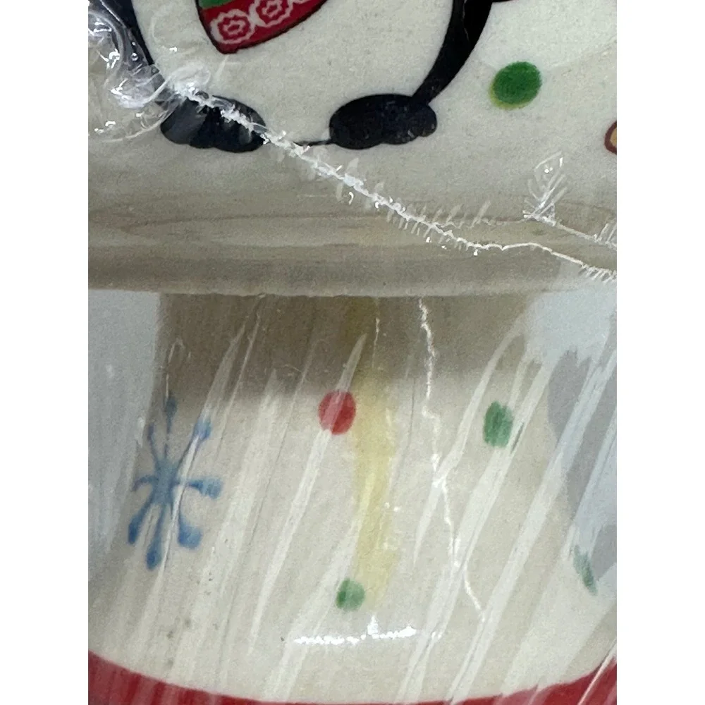 Temp-tations Christmas Pedestal Bowl Set Cream Snowman Gingerbread Holiday Decor